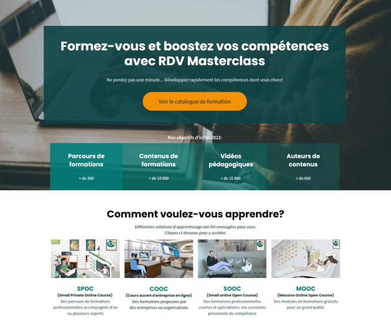 Amélioration plateforme formation RDV Masterclass